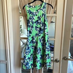 Floral Green and Blue Women's Dress